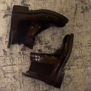 Jeffrey Campbell Dark Brown Croc-Embossed Boots